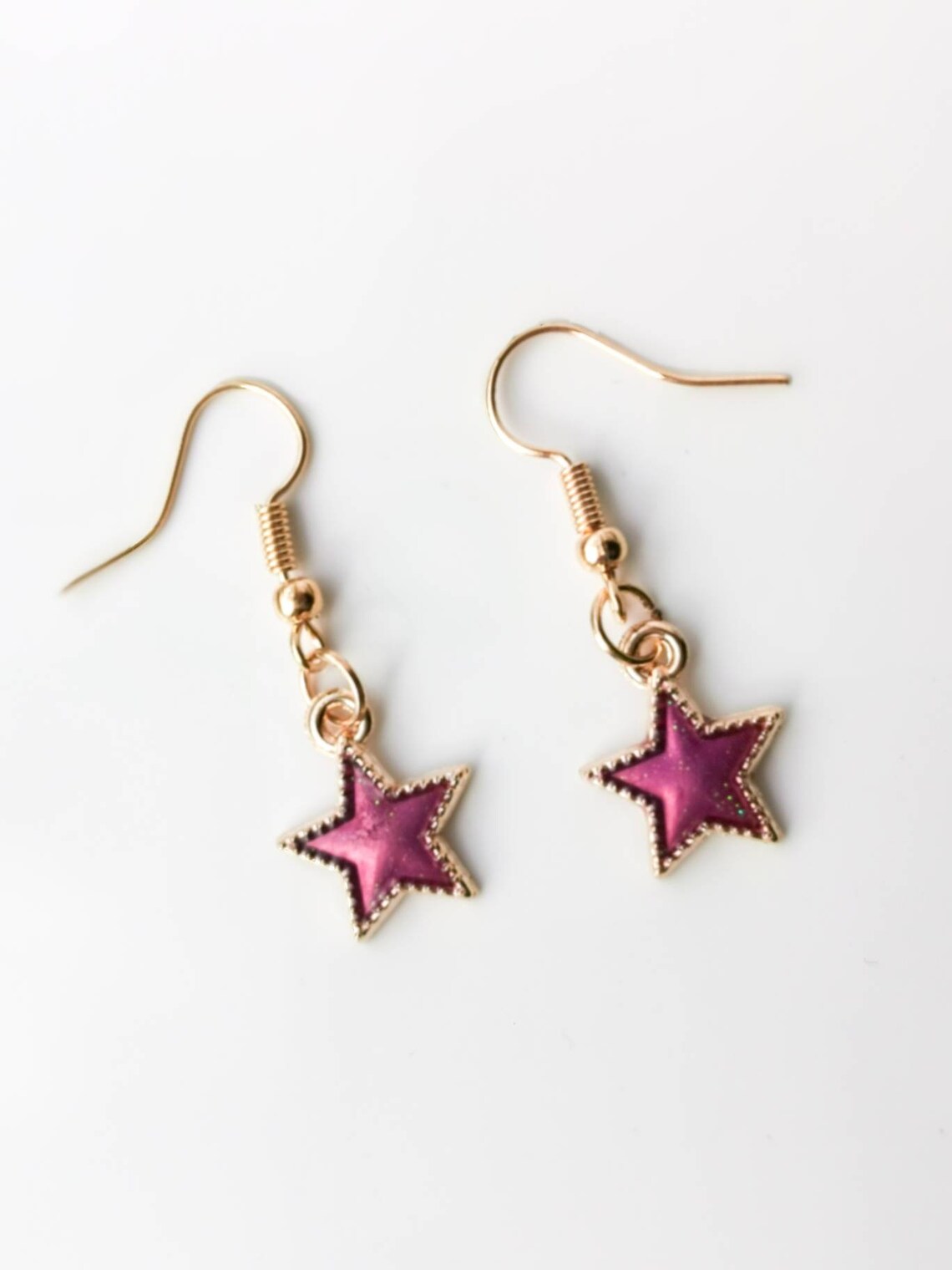 Gold Enamel Star Dangle Earrings Gold Star Star Earrings - Etsy