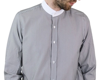 black nehru collar shirt