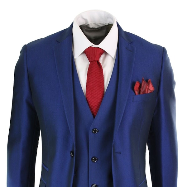 Mens Shiny Blue Suit Etsy