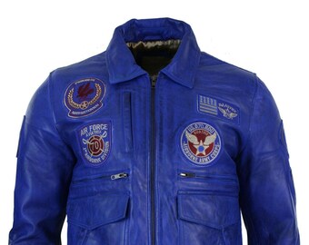 Mens Brown Leather Bomber Jacket 