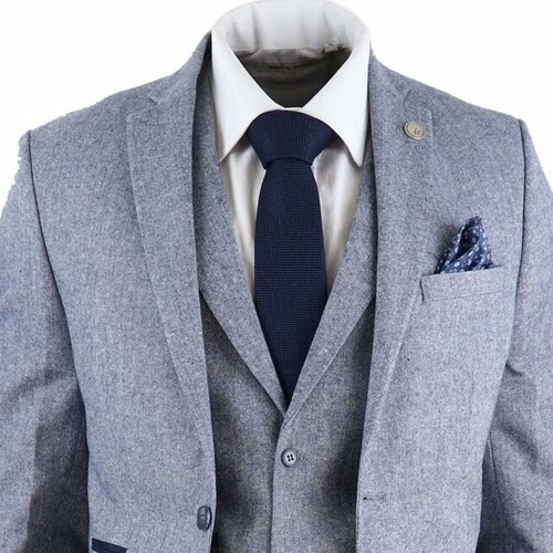 Mens 3 Piece Wool Suit Herringbone Tweed Dark Grey Formal Etsy UK