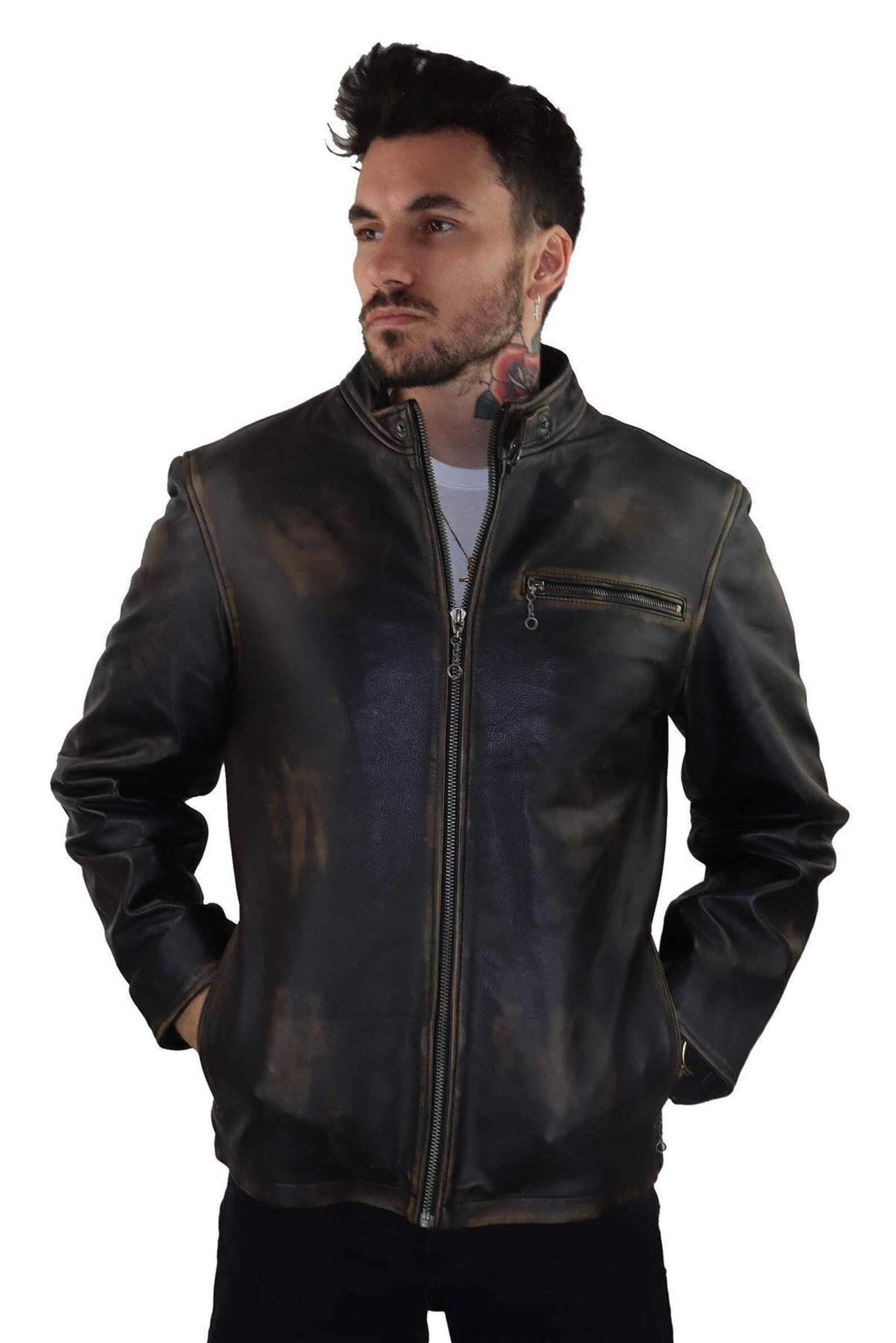 leather nehru jacket