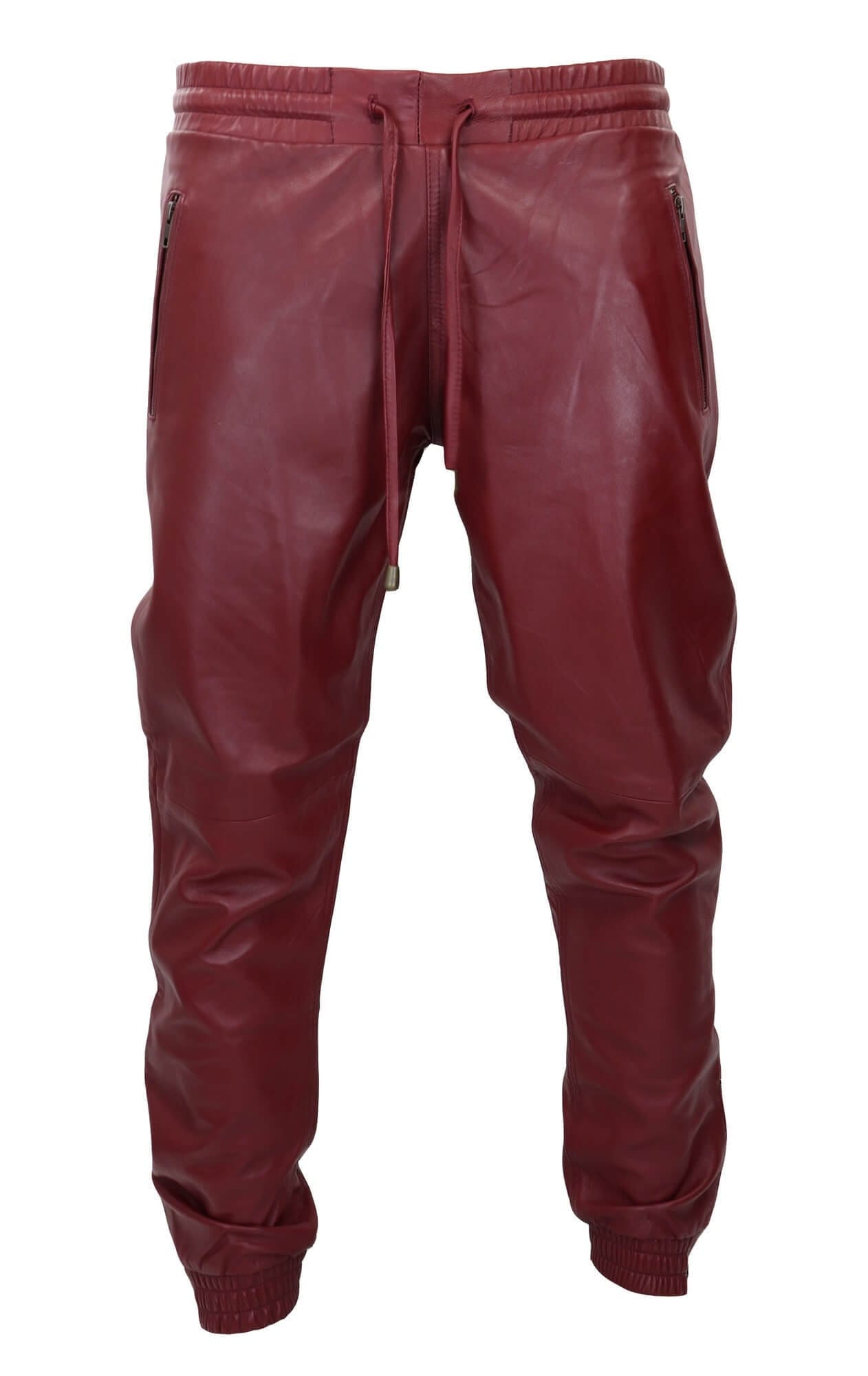 Mens Leather Joggers Pants with Drawstring  Ubuy India