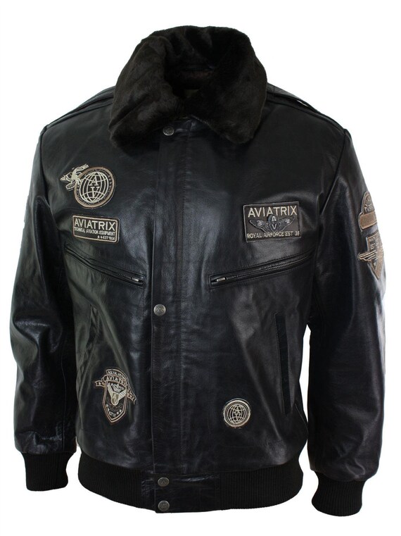 Chaqueta de cuero real hombre aviador estilo - Etsy España