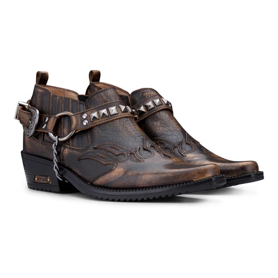 Heren echte leren cowboy schoenen wincklepickers Cubaanse hak - Etsy  Nederland