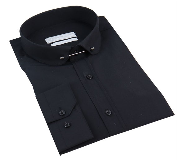 Mens Club Collar Shirt With Bar Poplin 