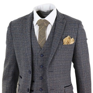 Mens 3 Piece Suit Tweed Check Vintage Retro Blinders Tailored Fit 1920s ...