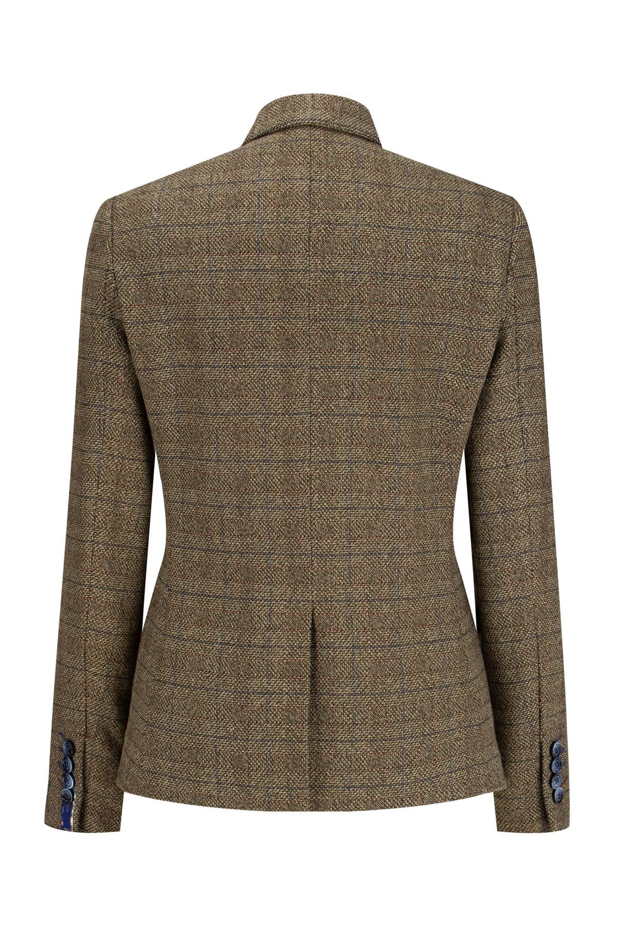 Women check blazer wool blend herringbone tweed blue vintage Etsy