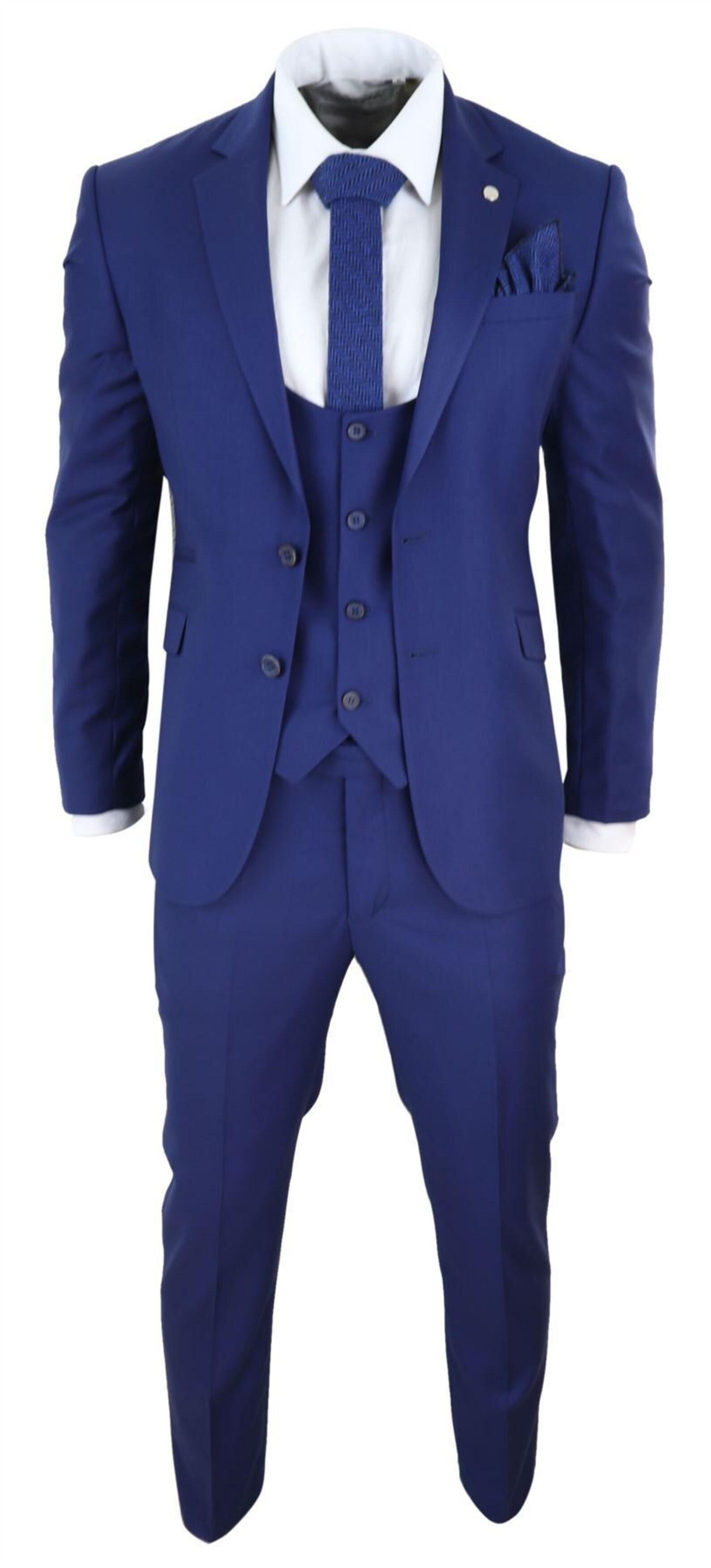 Mens 3 piece suit royal blue classic slim fit wedding prom Etsy