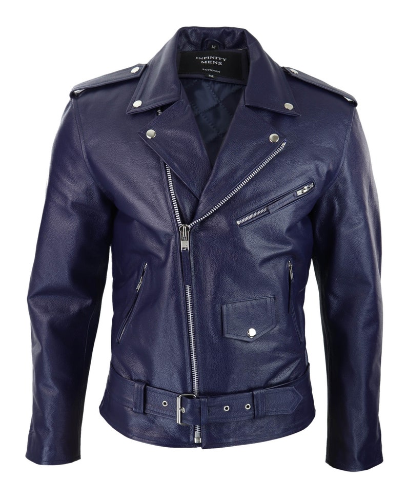 Mens 100% Real Leather Brando Style Classic Retro Biker Jacket - Etsy