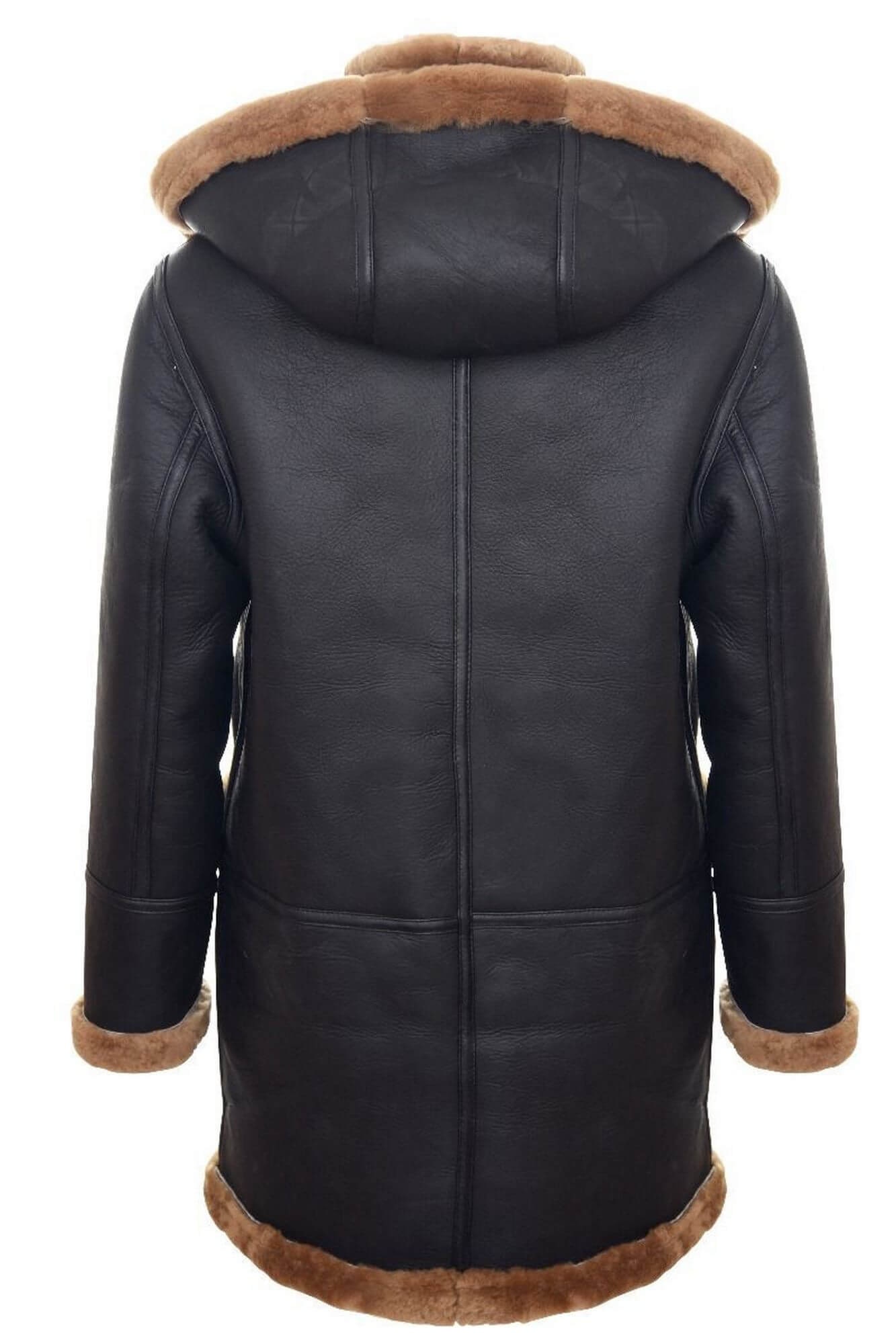 Men s Brown Shearling Sheepskin Duffle Coat Etsy Ireland