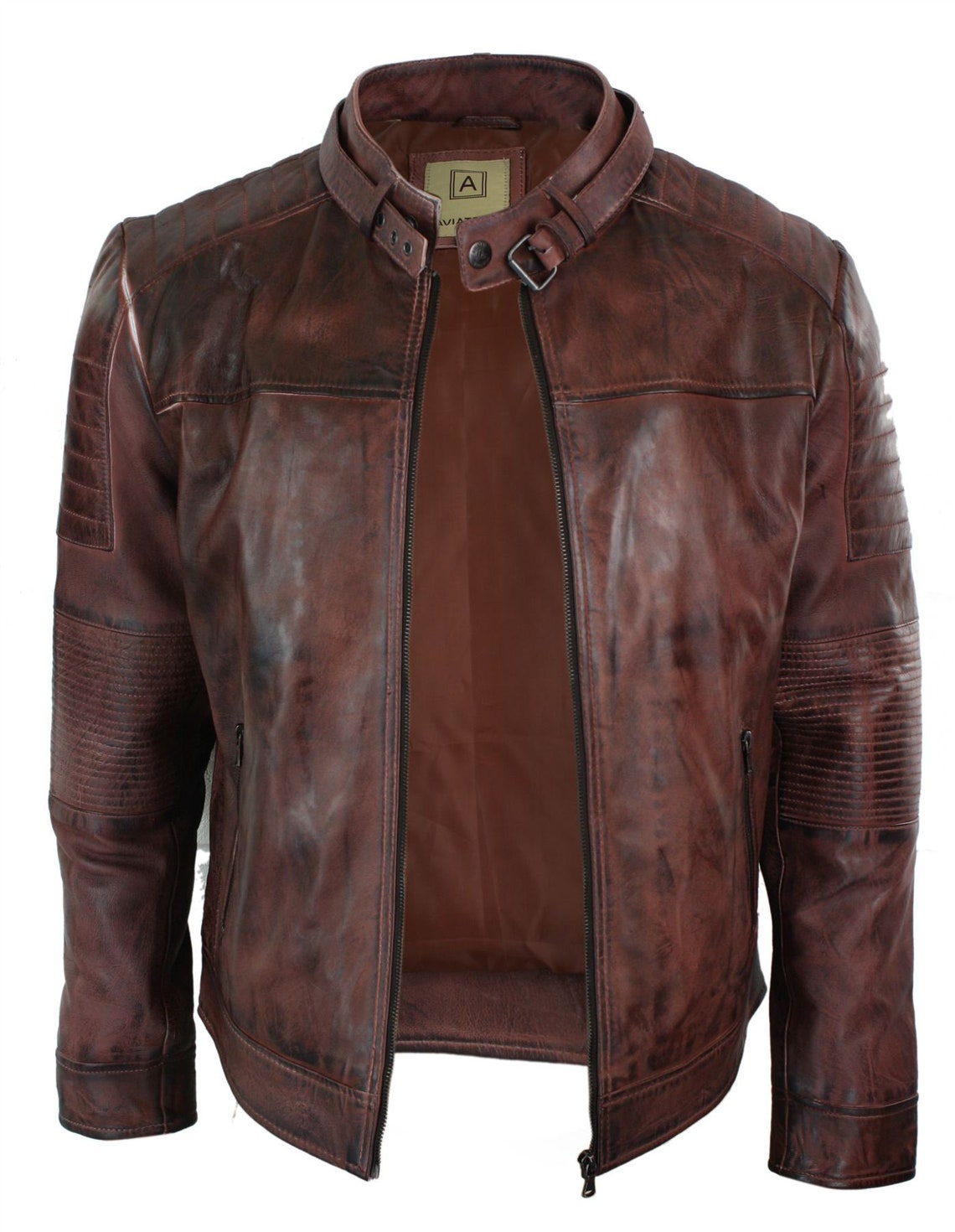 Aviatrix Mens Genuine Real Leather Black Biker Jacket Retro | Etsy