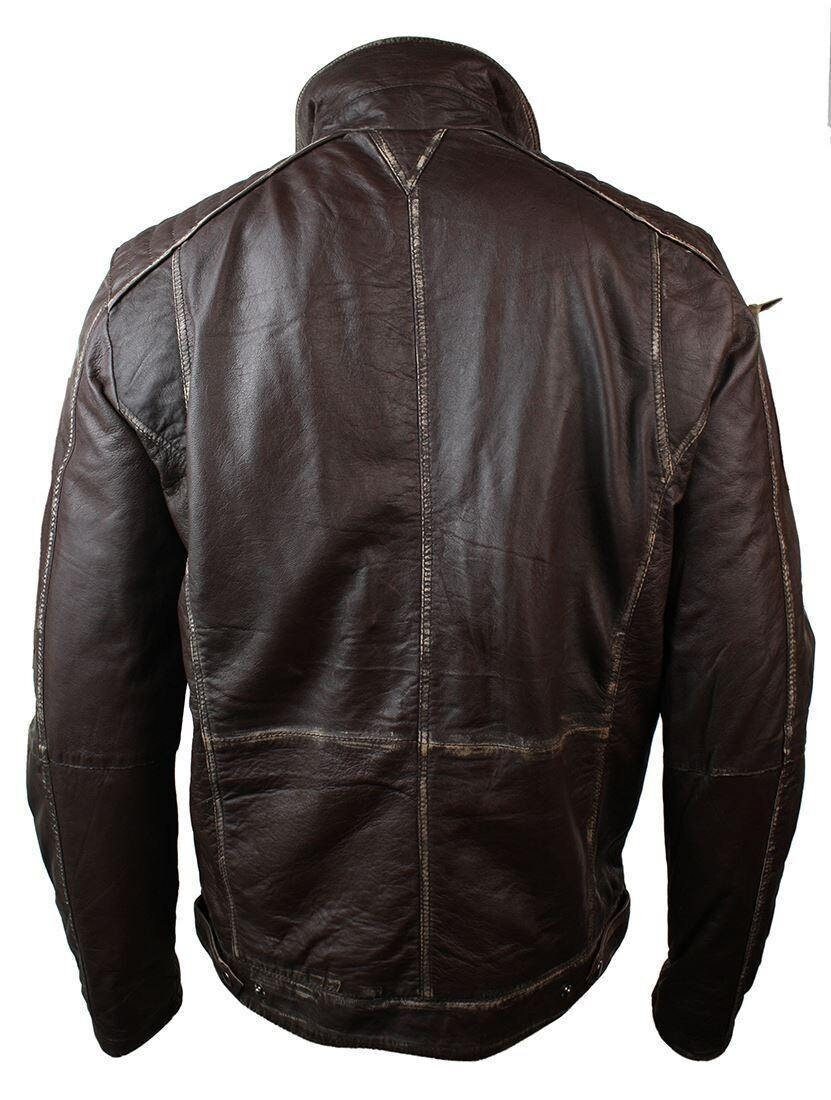 Mens Retro Vintage Distressed Jacket Real Washed Leather Brown - Etsy UK