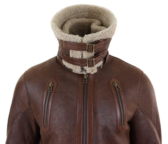 Mens real sheepskin coat cheap