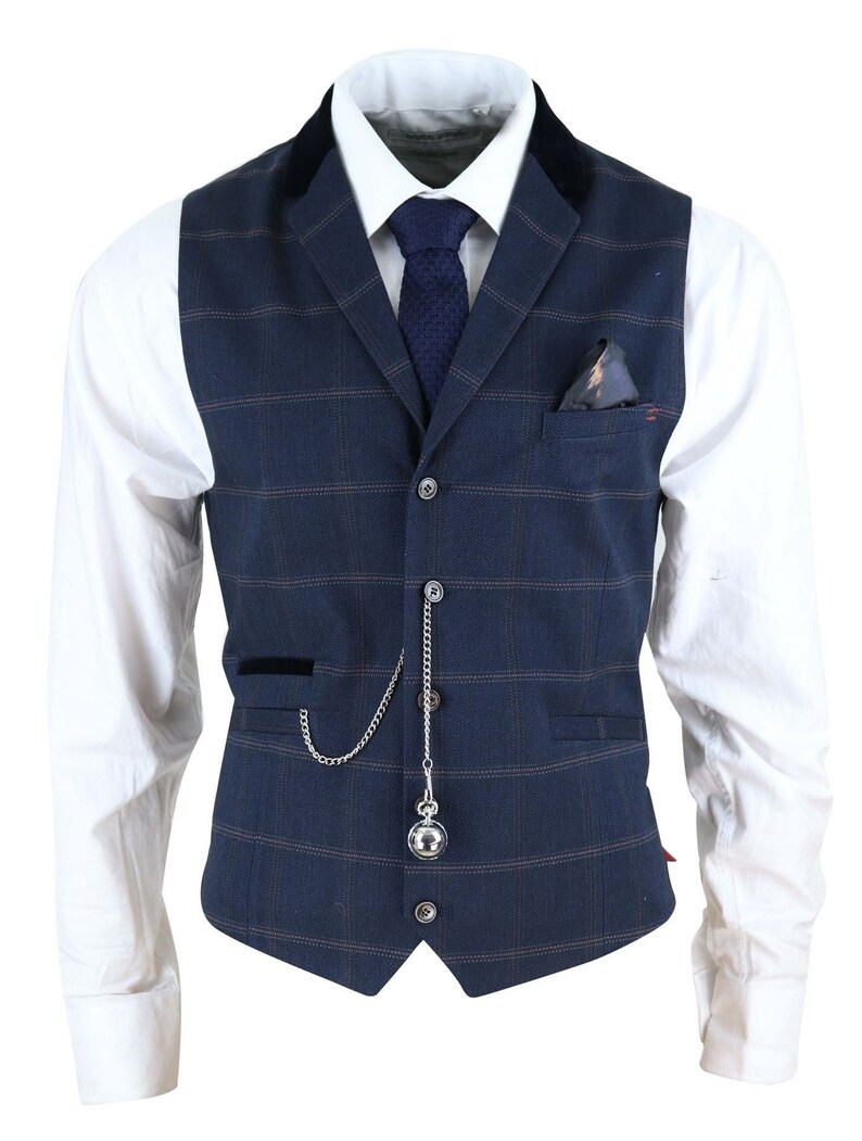 Mens Herringbone Tweed Check Waistcoat Pocket Watch Vintage Etsy
