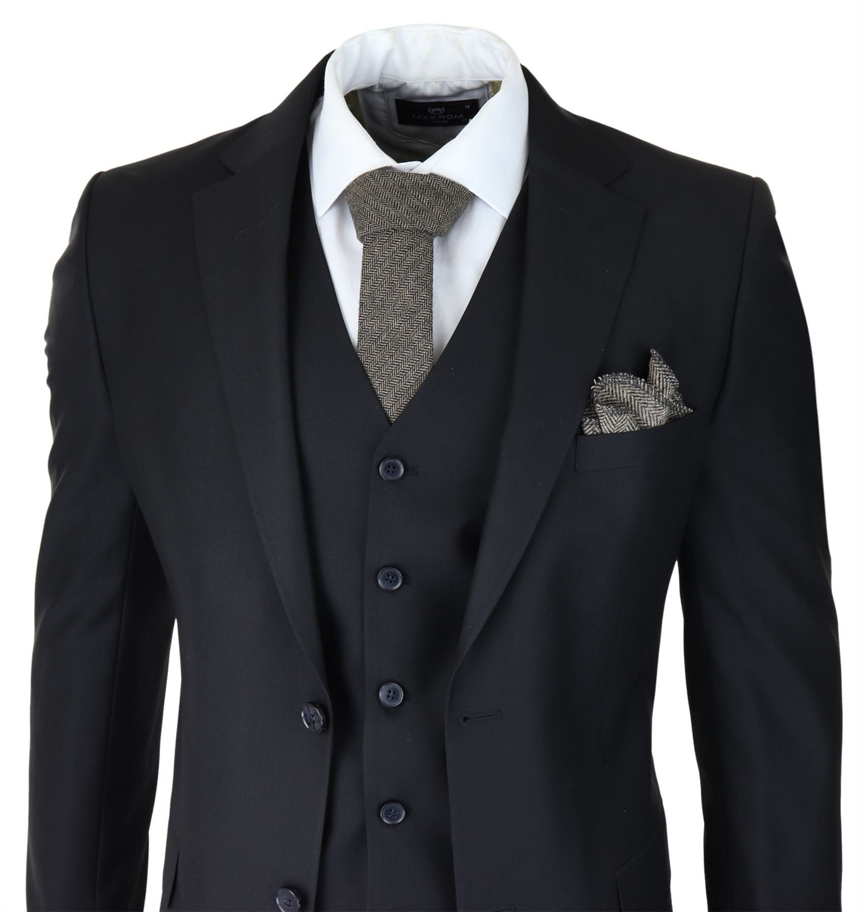 Mens Classic Black 3 Piece Suit Slim Fit Vintage Retro 2 - Etsy UK