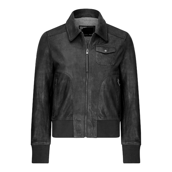 Real leather bomber jacket best sale womens