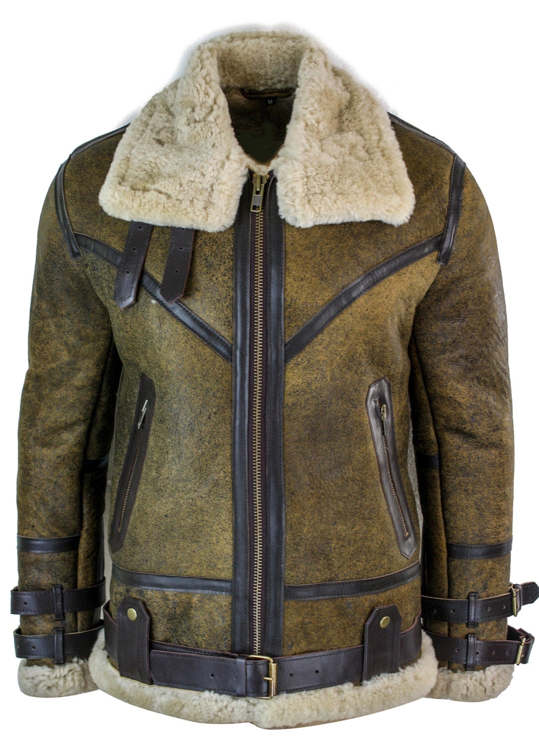 Mens Sherling Real Sheepskin Leather Viking Vintage Raf Jacket - Etsy