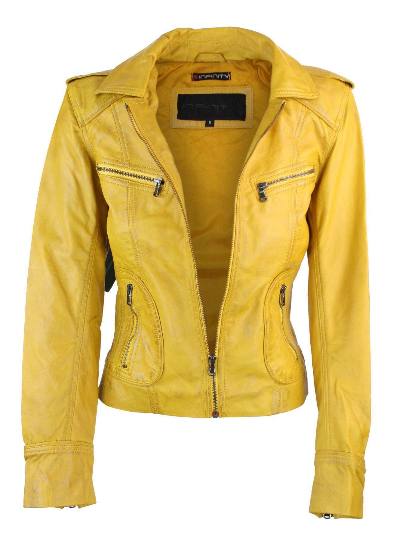 Ladies Real Leather Black or Yellow Biker Style Fashion Jacket - Etsy UK