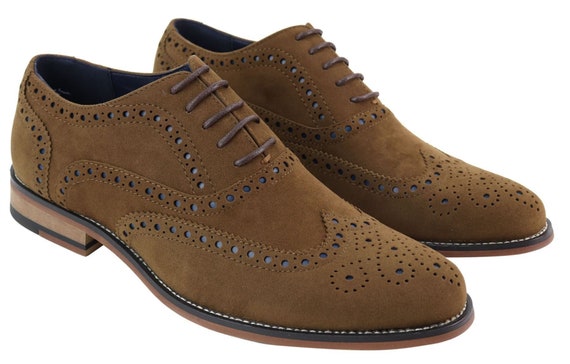 Heren kant echte suède brogues schoenen gatsby classic - Etsy Nederland