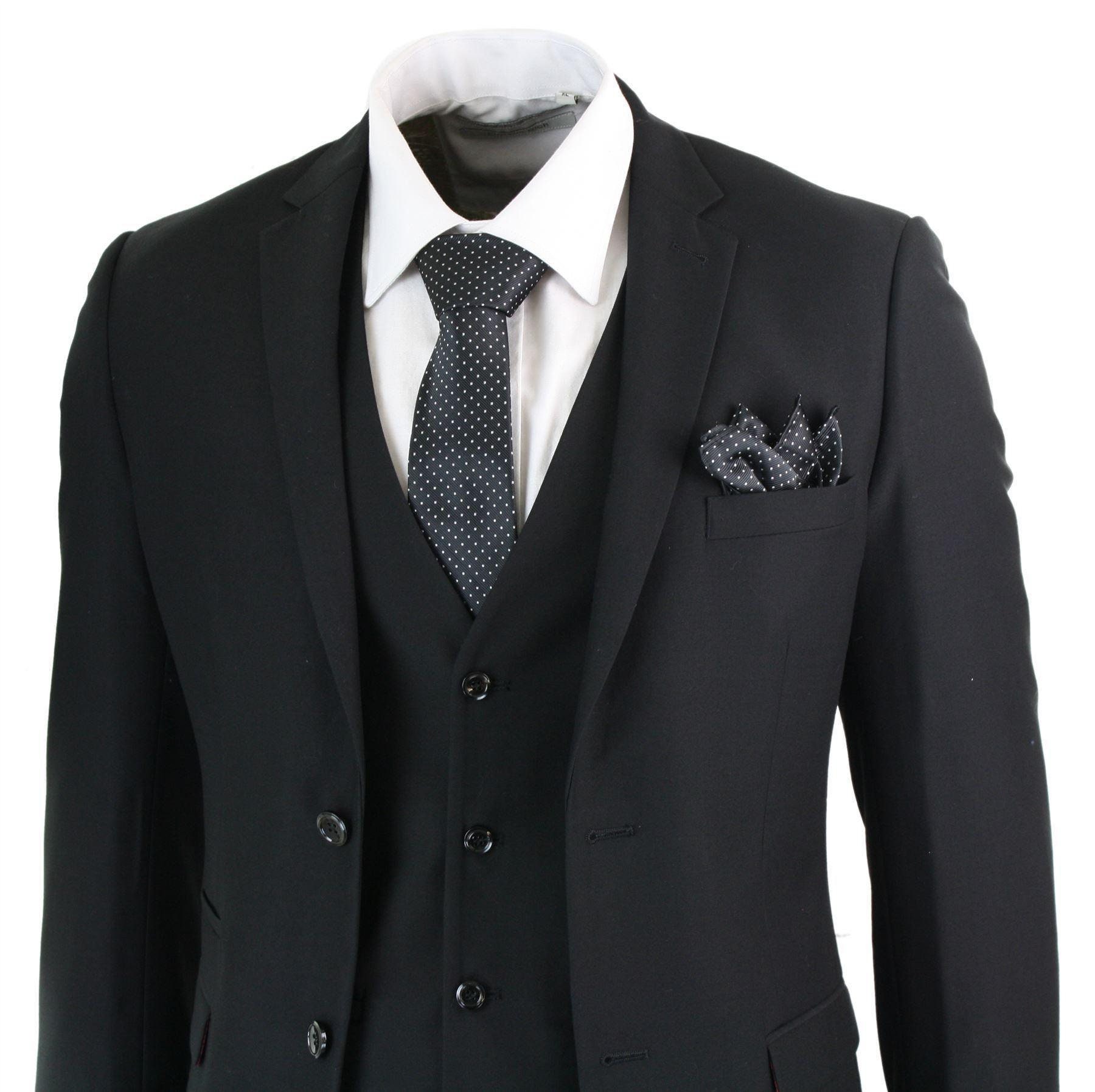 Mens 3 piece black tailored fit complete suit classic door man | Etsy