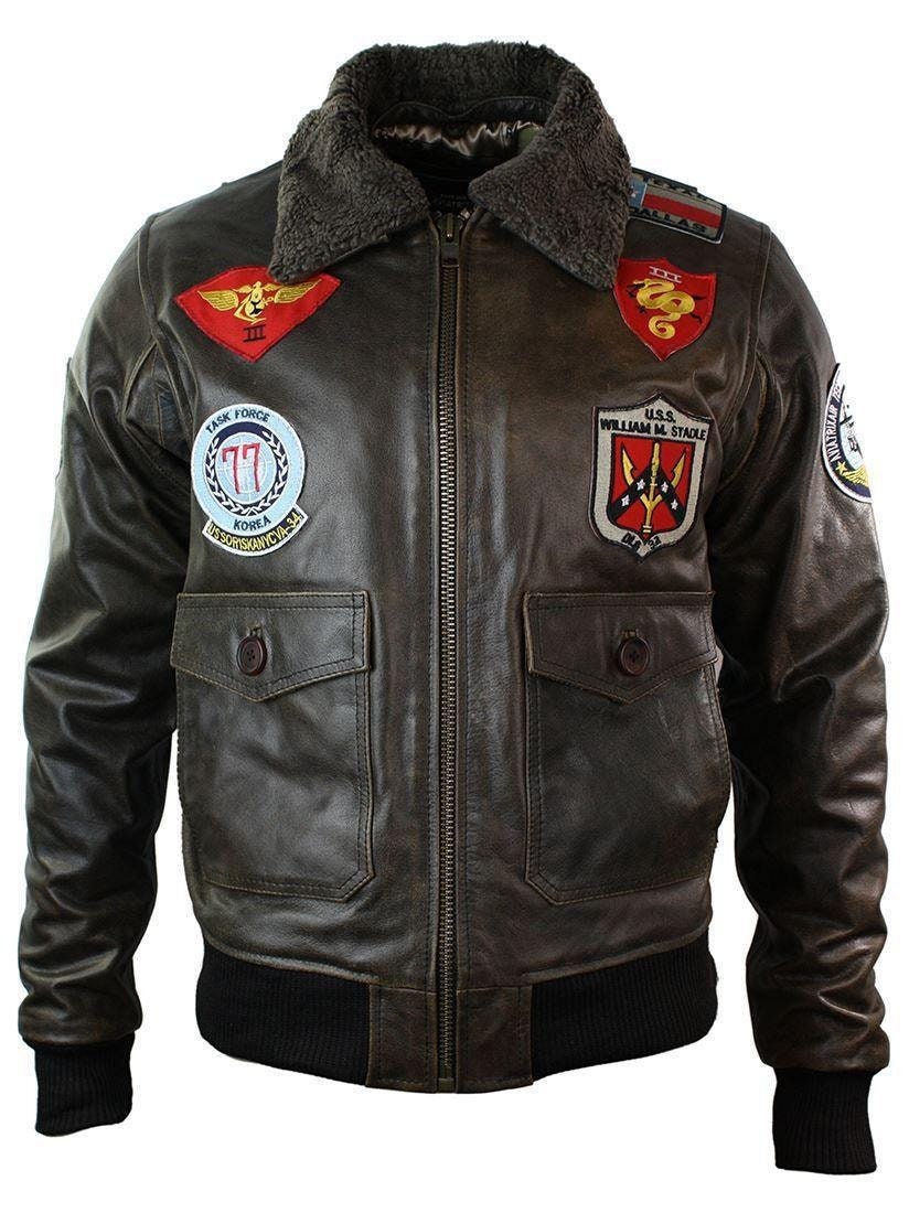 Mens Real Leather Us Aviator Air Force Pilot Flying Bomber - Etsy UK