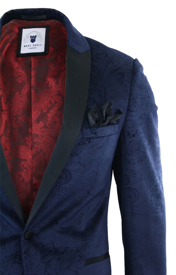 Mens Marc Darcy Velvet Paisley Blue 