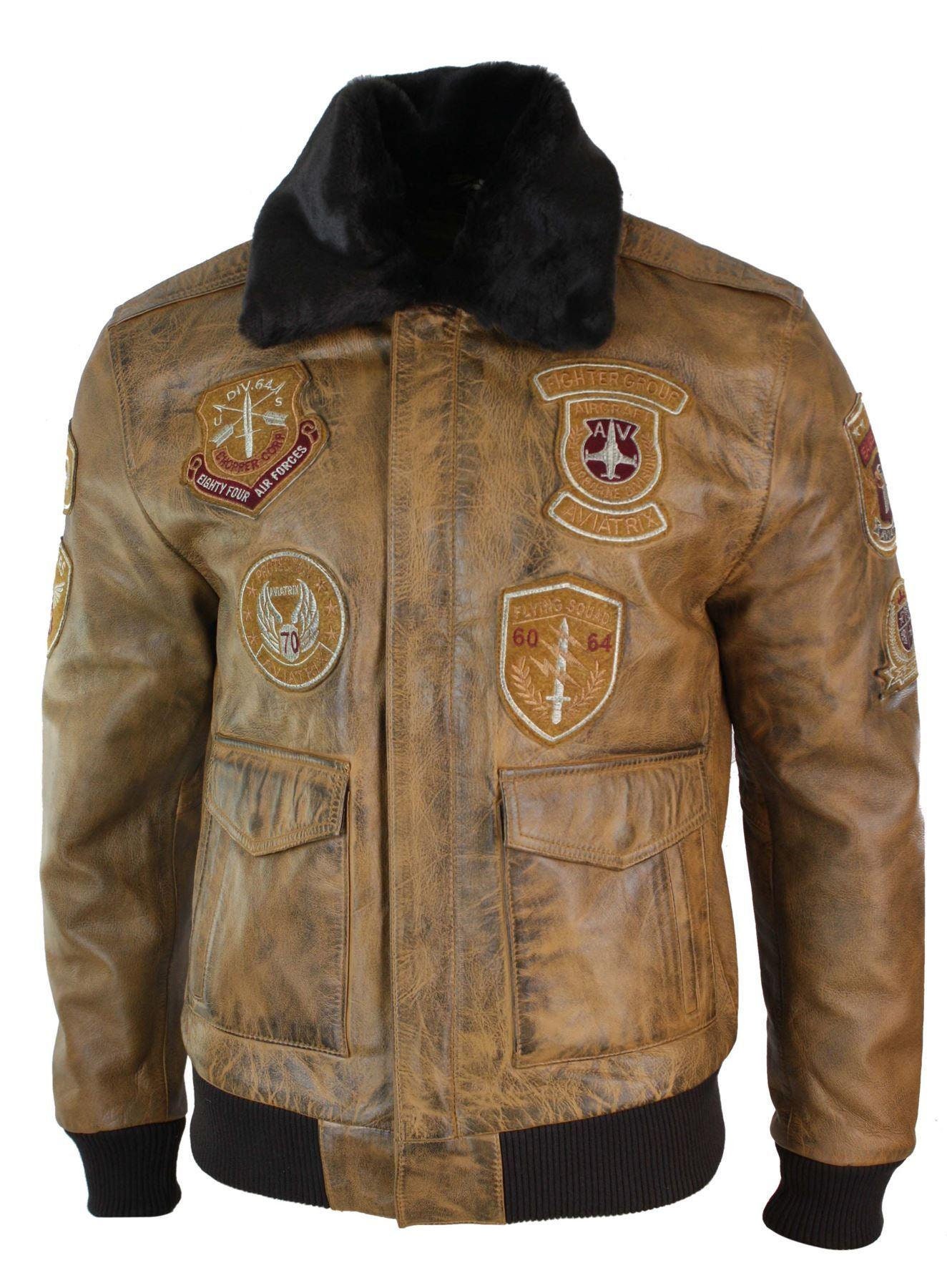 Mens Aviator Flying Pilot Bomber Jacket Vintage Tan Removable - Etsy UK