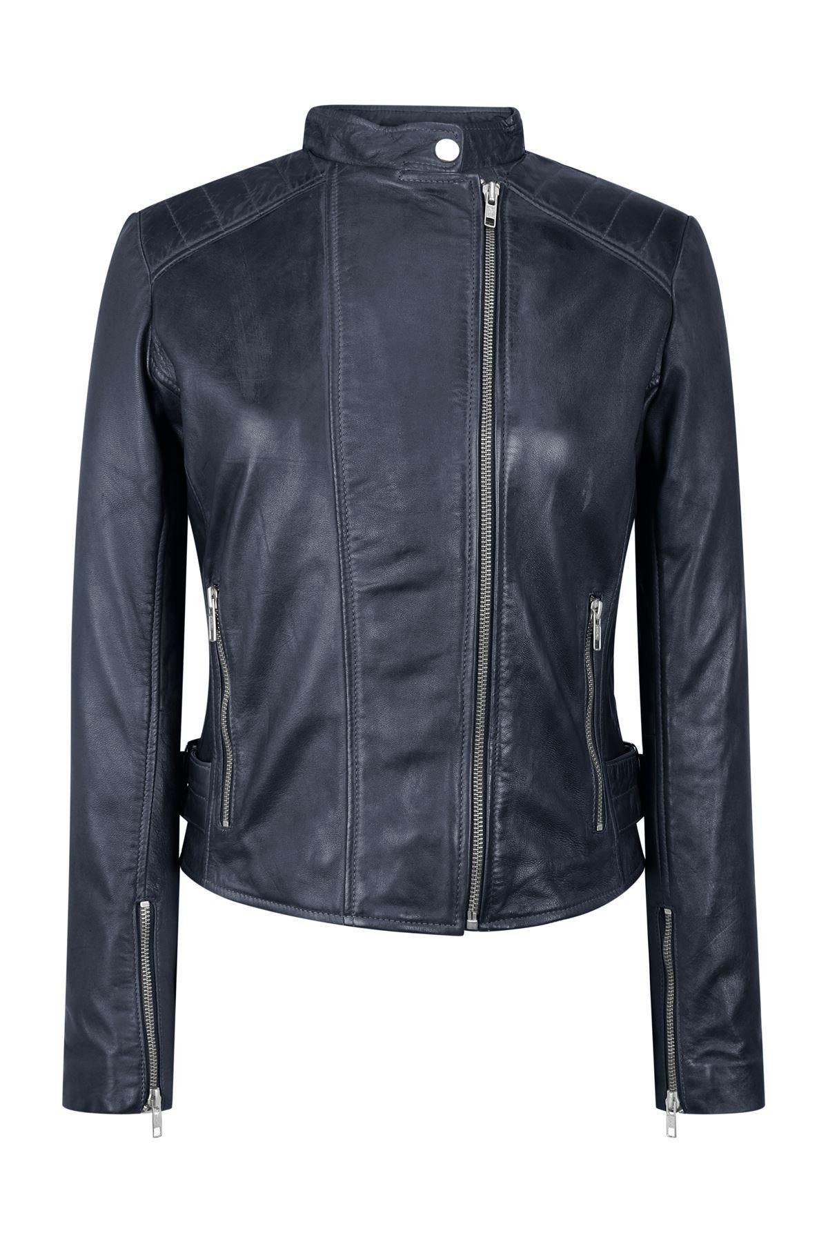 Ladies Real Leather Jacket Cross Zip Brando Nehru Collarless - Etsy UK