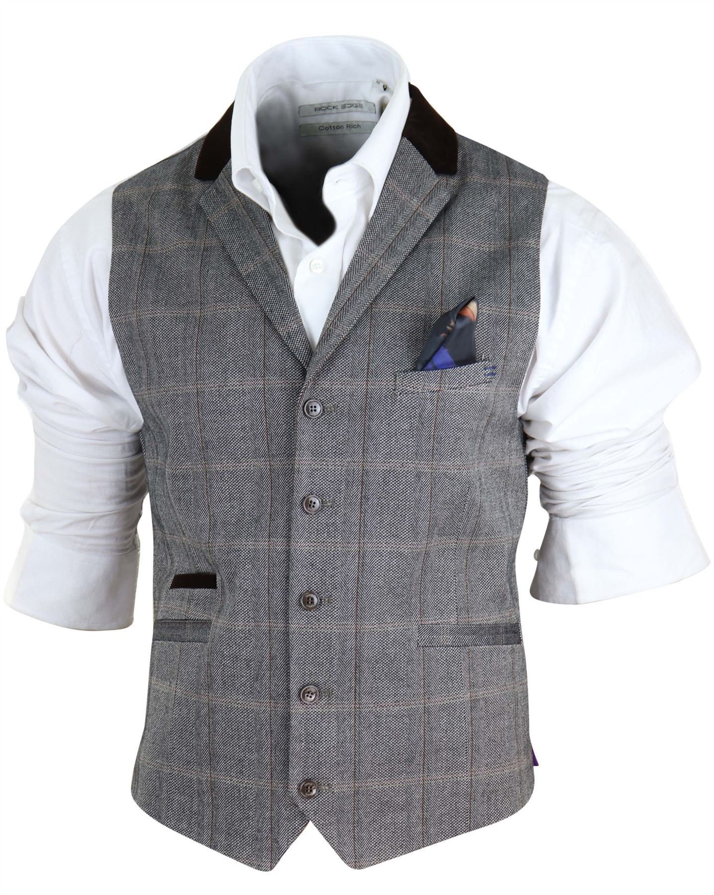 Mens Herringbone Tweed Check Waistcoat Pocket Watch Vintage - Etsy UK