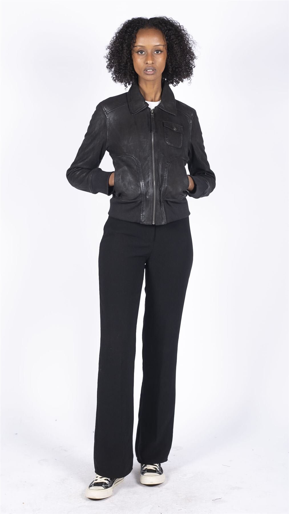 Real leather bomber jacket womens discount