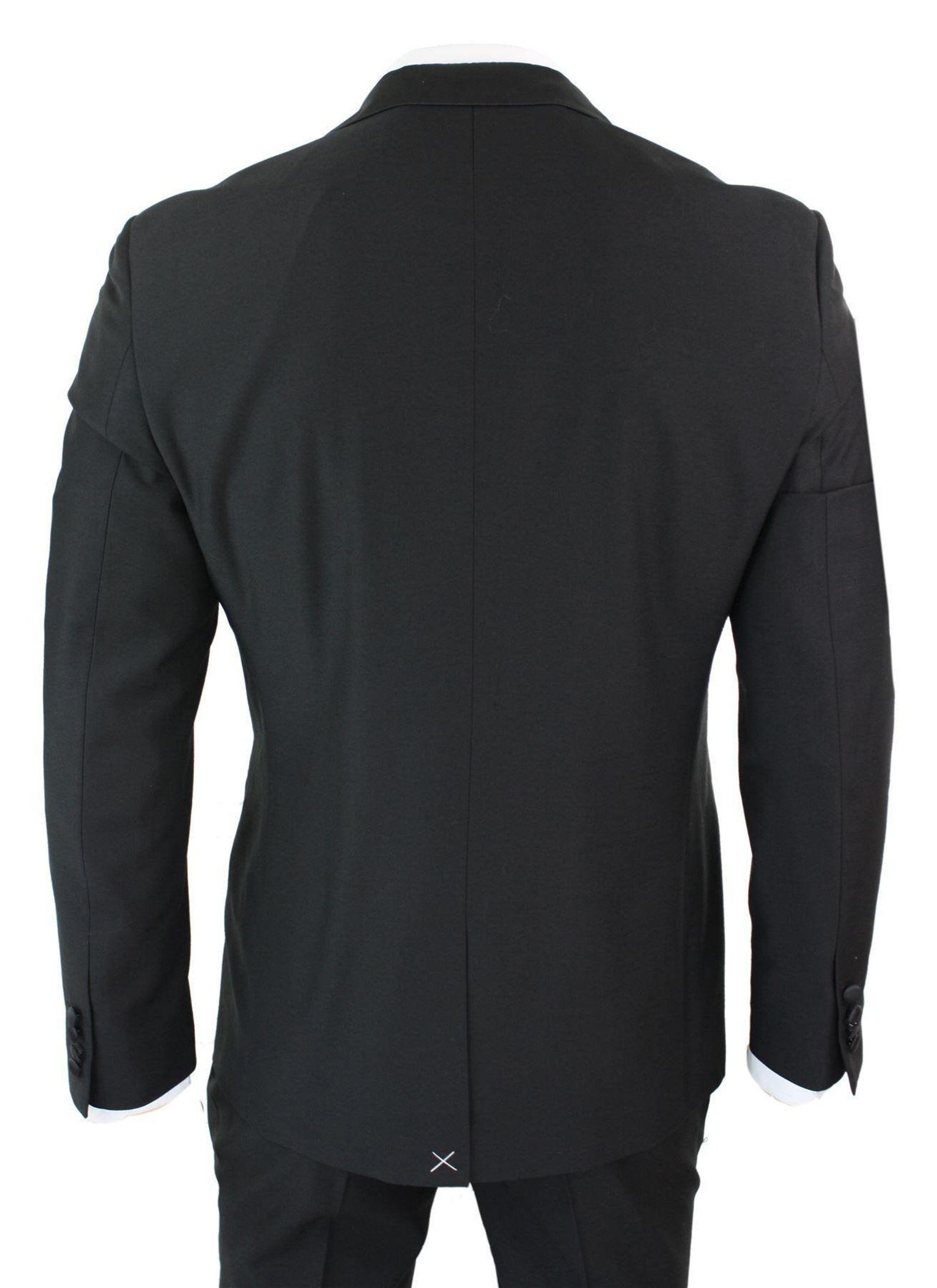 Mens 3 Piece Black Classic Satin Tuxedo Dinner Suit Tailored Etsy UK