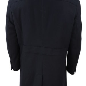 Mens Black Wool Overcoat Jacket Smart Formal 3/4 Trench Retro Vintage ...