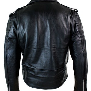 Mens 100% Real Leather Brando Style Classic Retro Biker Jacket Black - Etsy