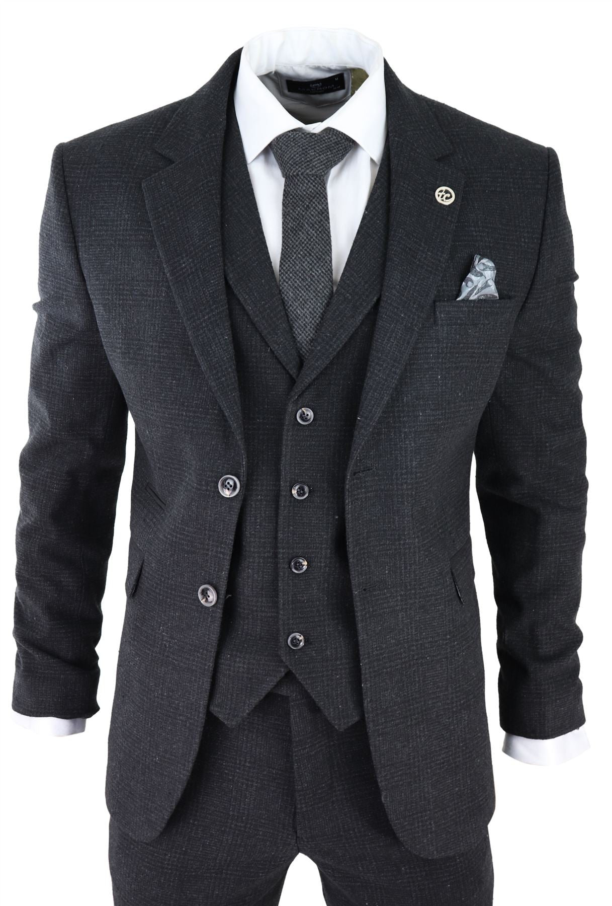 Mens Black Tweed 3 Piece Suit Check Vintage 1920s Gatsby | Etsy UK