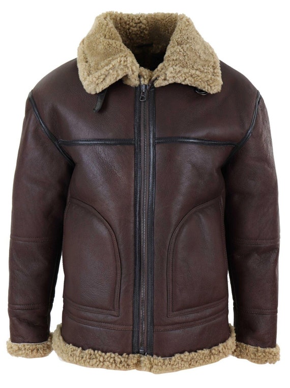 Men's Aviator Real Shearling Sheepskin Leather Bomber | Etsy