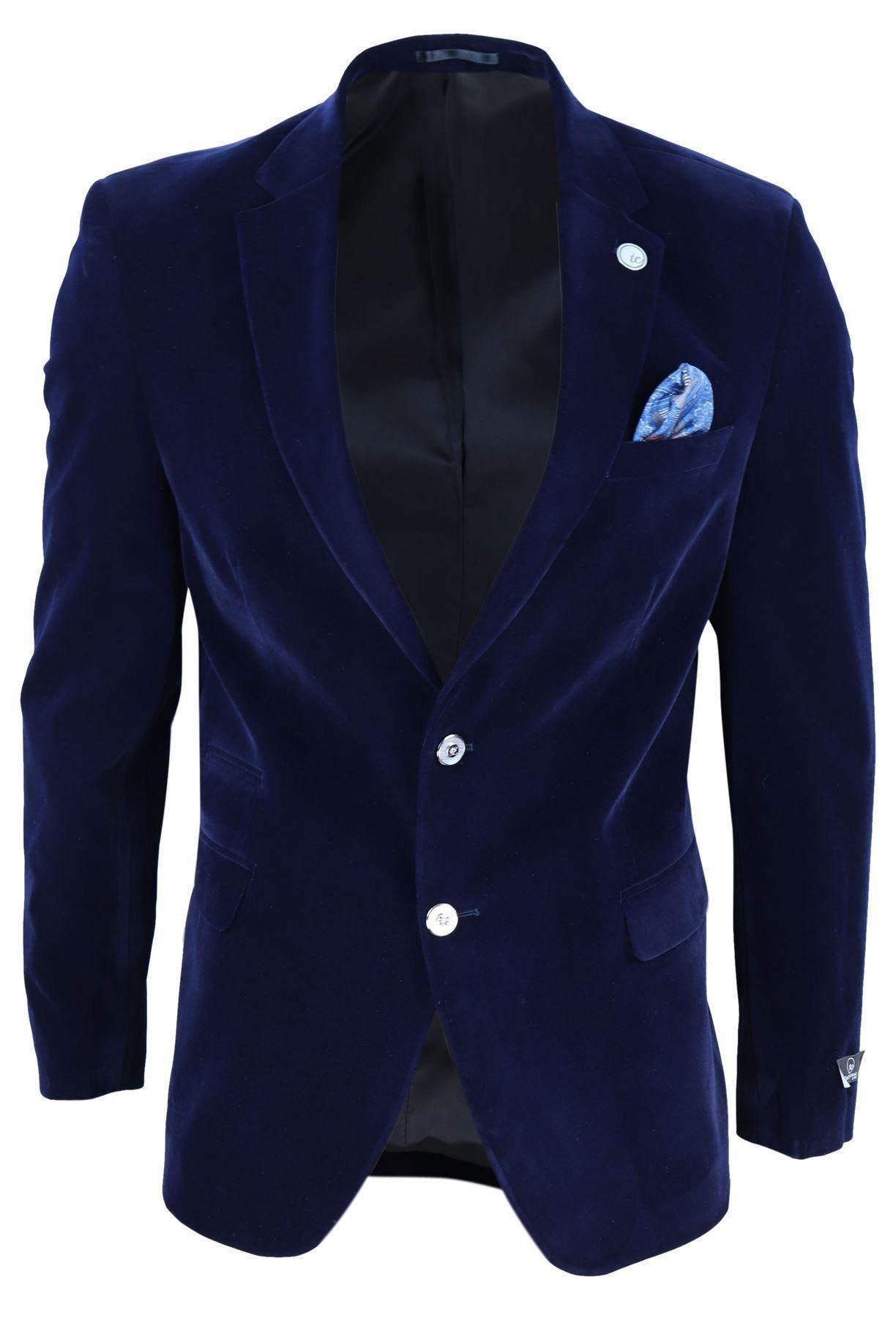 Mens Blue Velvet Dinner Jacket Blazer Waistcoat Wedding Party - Etsy UK