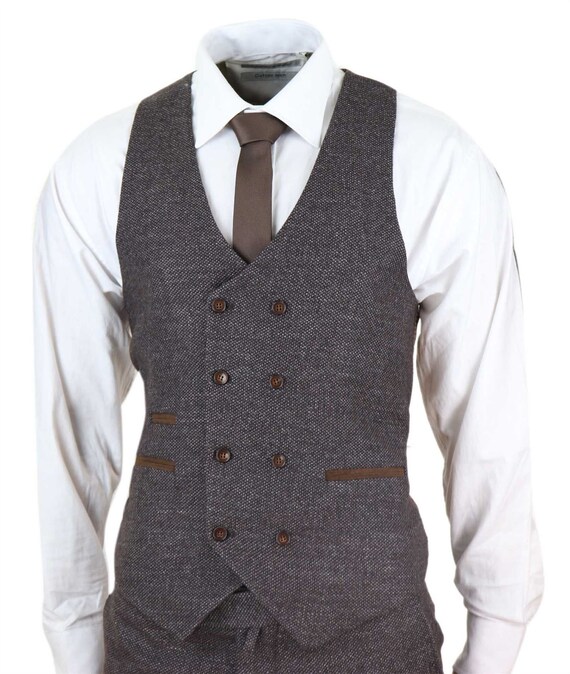 Heren wollen 3-delig pak double-breasted gilet tweed jaren Etsy Nederland