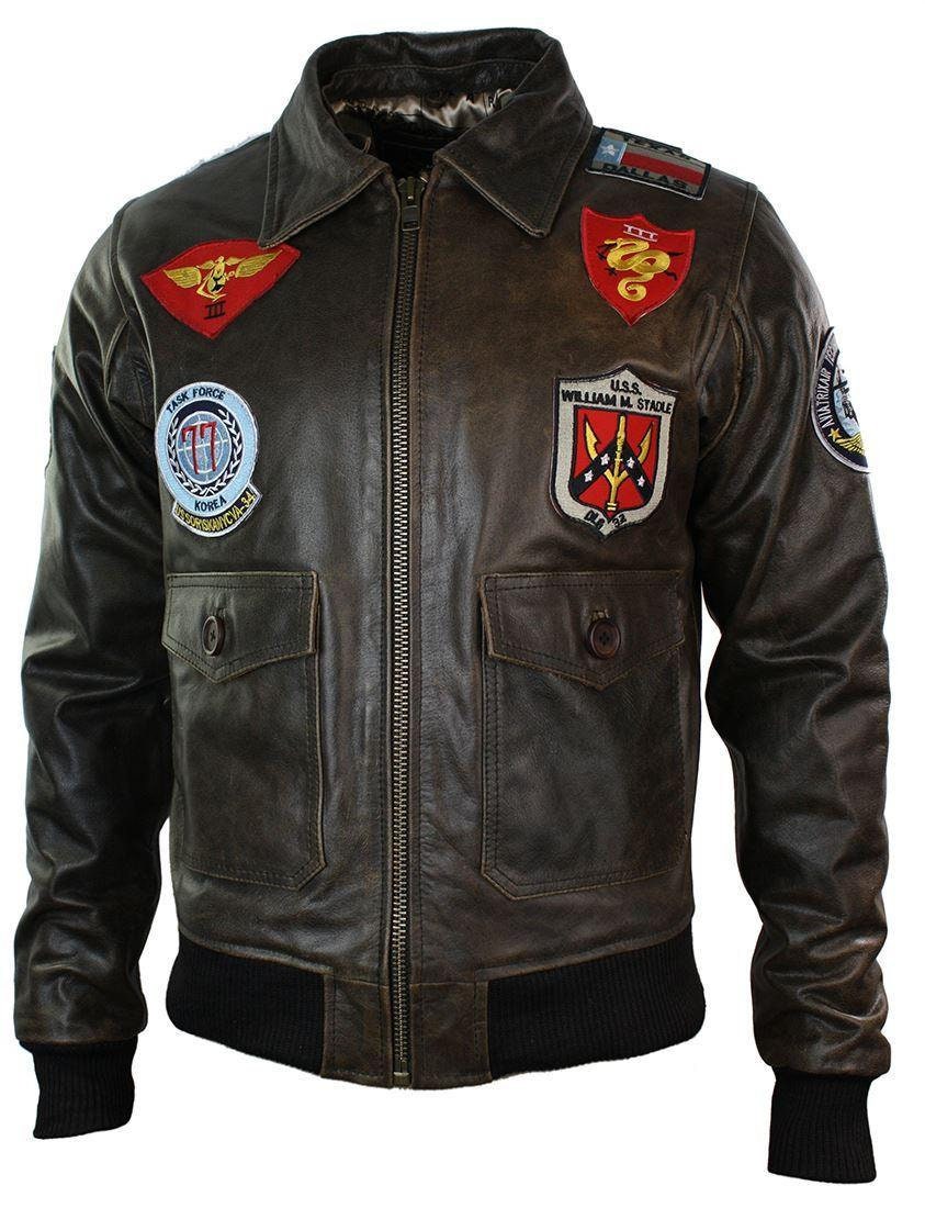 Mens Real Leather Us Aviator Air Force Pilot Flying Bomber - Etsy UK