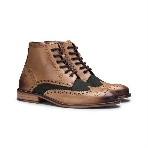 Heren echte lederen vintage laarzen brogues jaren 1920 suède - Etsy  Nederland