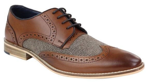 Heren lederen gatsby brogues tweed kant schoenen jaren 1920 - Etsy Nederland