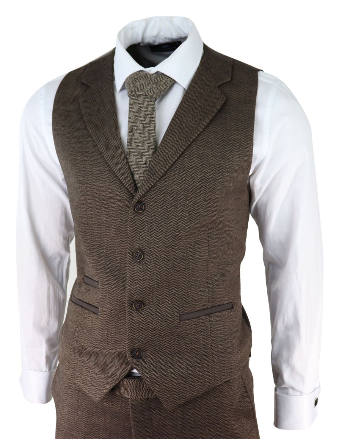 Mens Herringbone Tweed 3 Piece Suit Brown Classic Vintage - Etsy
