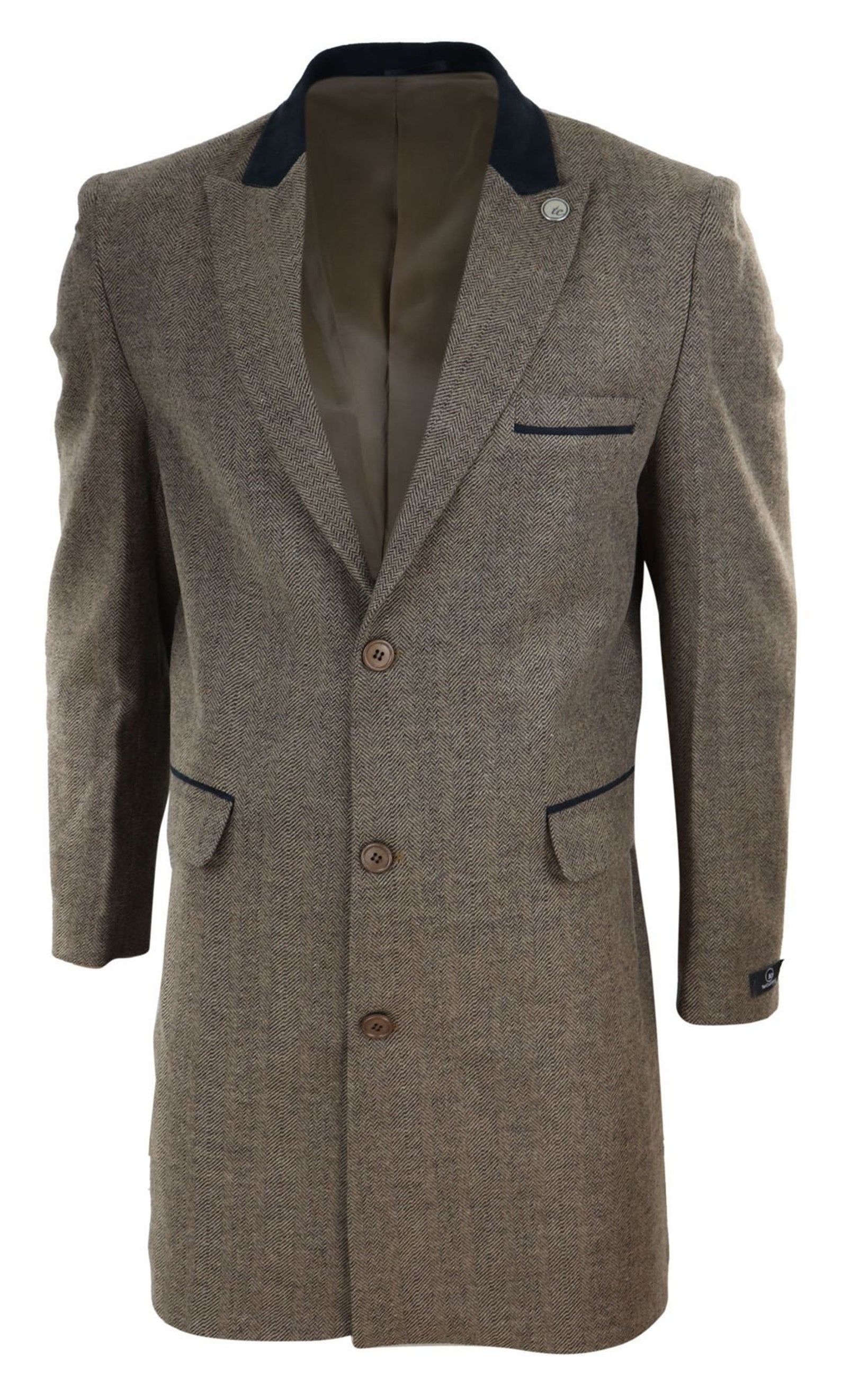 Mens 3/4 Long Crombie Overcoat Jacket Herringbone Tweed Coat | Etsy UK