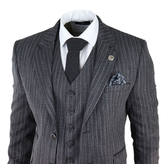 Abito uomo in tweed gessato a spina di pesce 3 pezzi su misura | Etsy Italia