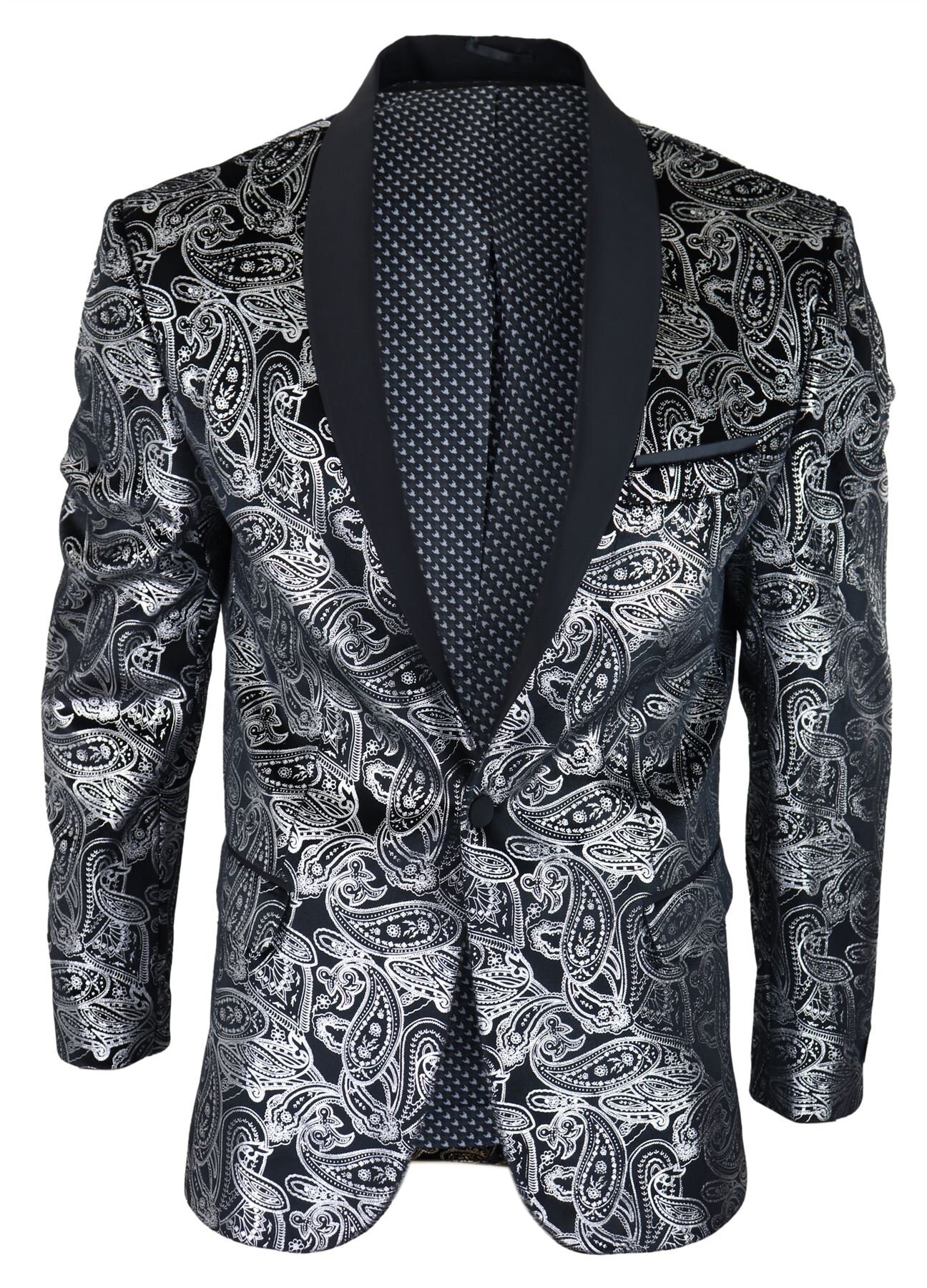 Mens Black Sparkling Gold Rhinestones Collarless Nehru Dress Jacket Bl