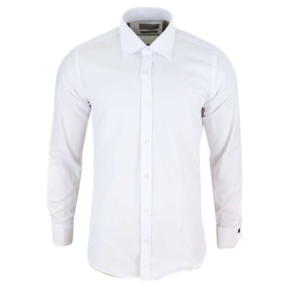 Mens White Classic Collar Shirt Etsy