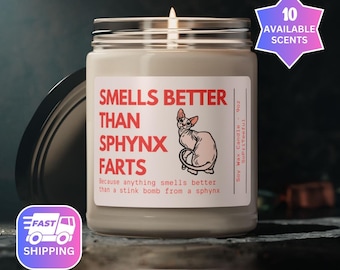 Hairless Cat Gift, Sphynx Owner Gift, Cat Fart Candle, Funny Cat Owner Gifts, Candle Hairless Cat Gifts Sphynx Cat Gift PRIC238