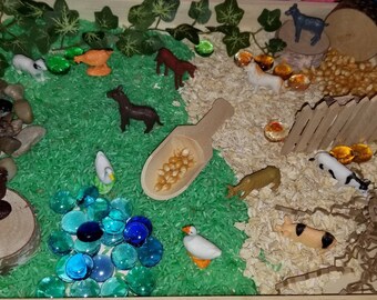 Farm Animal Sensory Kit | At the Farm Sensory Bin | Play Dough Kit | Loose Parts | Gifts for Kids | Pre-school Play | Pretend Play