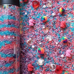 Unicorno Riso Sensoriale / Riso Sensoriale / Bidoni Sensoriali / Gioco sensoriale / Regali per bambini / Unicorno Kit / Spie Bottle / Sensory Filler /