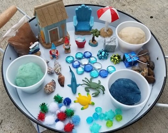 Christmas in July Sensory Kit | Summer Vacation Play Dough Kit | Ocean Sensory Kit | Homemade Play Dough | Ocean Play Dough | Loose Parts